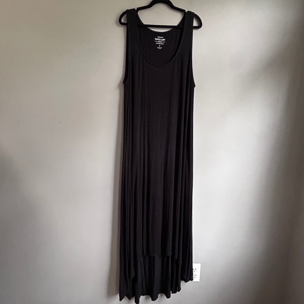 Torrid Super Soft Knits Black High Low Maxi Dress Sleeveless Plus Size 2 2X
